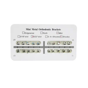 MBT 3 Hook Orthodontic Brackets with 0.022 Slot, White Pad and One Piece MIM Construction for Secure and Convenient Bonding