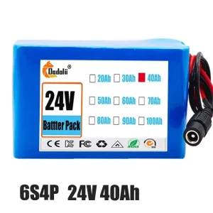 40000mAh 24V 40Ah Electric Bike Battery, Dolidada 6s4p 18650 Lithium Ion Battery Pack with 16.5-25.2V Output