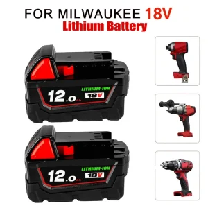 18V 12Ah Rechargeable Lithium Ion Replacement Battery Pack for Milwaukee M18 Power Tools with 48-11-1815, 48-11-1850 and 48-11-1860 Compatibility