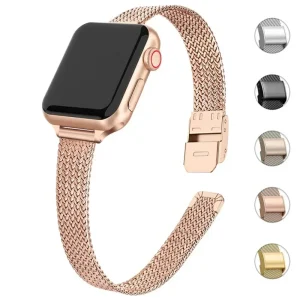 Apple Watch Stainless Steel Metal Band 42/44MM, Stylish and Comfortable Milanese Loop Strap for Women, Compatible with iWatch 8 7 6 SE 5 4 3