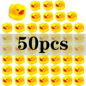 100 Piece Yellow Rubber Duck Bath Toys Set with Squeaker for Kids Boys and Girls