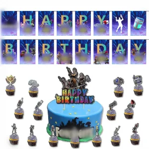 Fortnite Birthday Party Cartoon Character Decor Fortnition DIY Customizable Banner Backdrop Supplies Kit for Baby Shower Wedding Anniversary