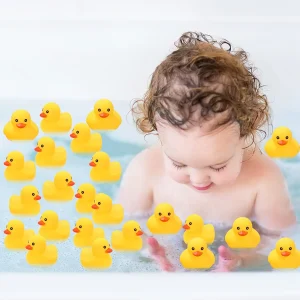 Mini Rubber Duck Squeaky Toy Set of 100 in Bulk – Assorted Color, Best Kids’ Birthday Supplies and Novelty Decorations